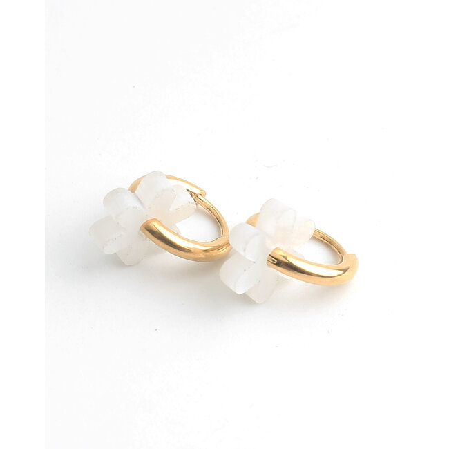 Pendientes 'Reza' ORO BLANCO - Acero inoxidable