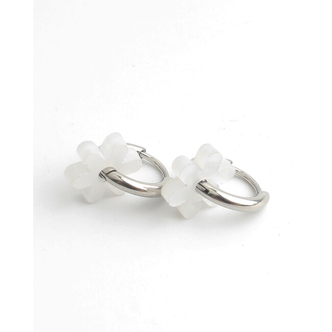 Boucles d'oreilles 'Reza' ARGENT BLANC - Acier inoxydable