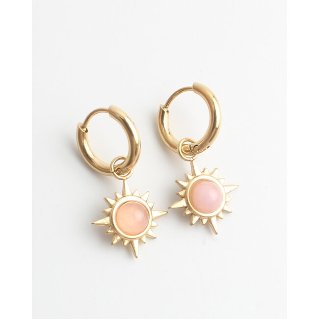 Pendientes 'Pink sun' ORO - Acero inoxidable