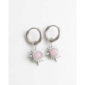 Pendientes 'Pink Sun' PLATA - Acero inoxidable