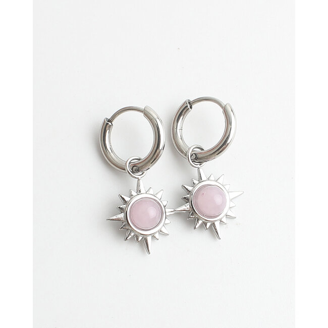 Boucles d'oreilles 'Pink Sun' ARGENT - Acier inoxydable