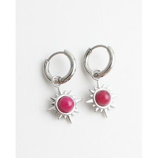 'Super pink sun' earrings SILVER - Stainless steel