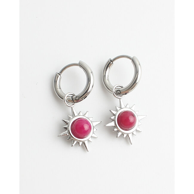 'Super pink Soleil' boucles d'oreilles ARGENT - Acier inoxydable