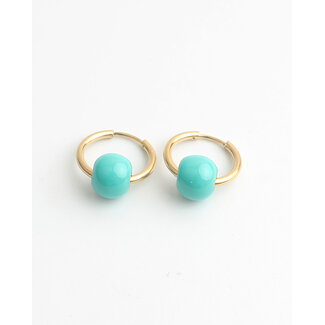 "Aya" Boucle d'oreille Turquoise - Acier inoxydable