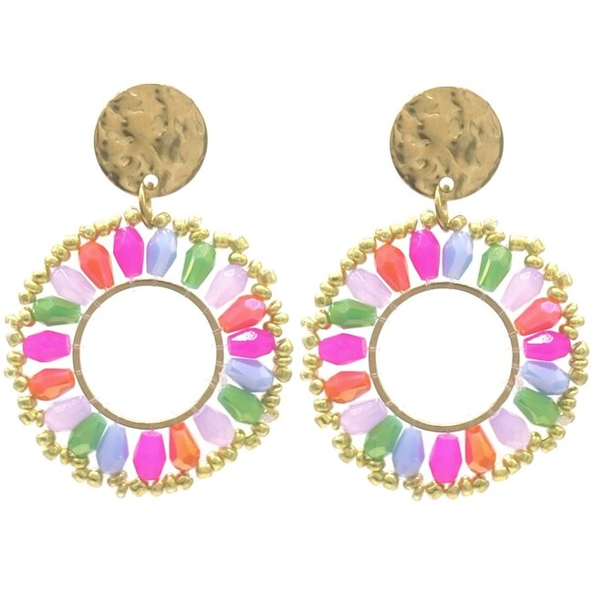 Boucles d'oreilles 'Violetta' multicolores - Acier inoxydable