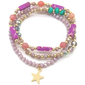 Conjunto de pulseras 'Faya' (3 piezas) MORADO - Acero inoxidable