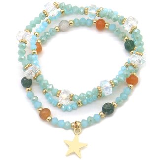 'Faya' Armband-Set (3 Stück) BLAU - Edelstahl