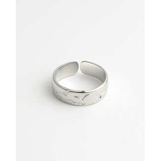 Anillo 'Hirundo' PLATA - Acero inoxidable (ajustable)