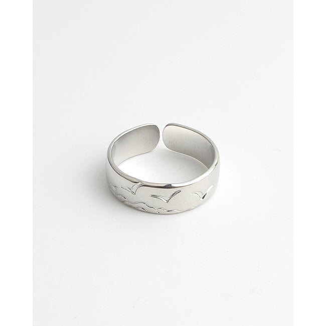 'Hirundo' ring SILVER - Stainless steel (adjustable)