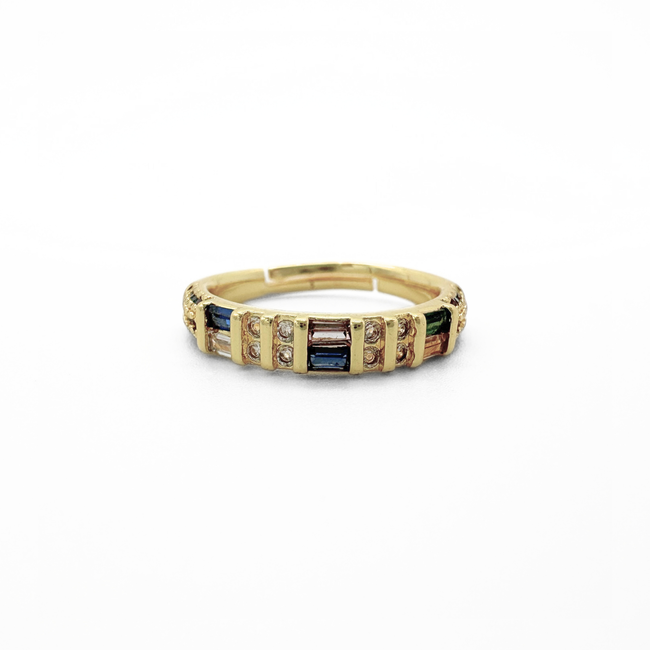 'Put a ring on it' ring multicolor - goud verguld (verstelbaar)