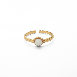 Nadine 'Ring White Stone - Acero inoxidable (ajustable)