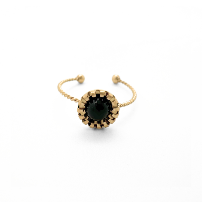 Tara 'Anillo negro - acero inoxidable (ajustable)