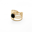 ANILLO 'JENNY' PIEDRA NEGRA - ACERO INOXIDABLE (AJUSTABLE)