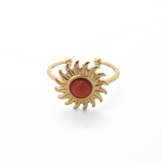 Bague Sunshine Pierre naturelle orange - acier inoxydable (réglable)