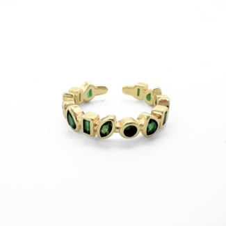 Anello Mona 'Green - Gold placcato (regolabile)