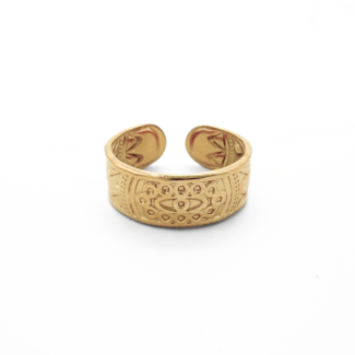 'Aztec' ring gold - stainless steel (adjustable)