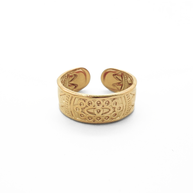 Anillo 'Aztec' oro - acero inoxidable (ajustable)