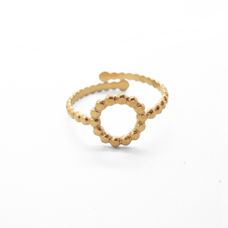 Dotted circle ring gold - stainless steel (adjustable)