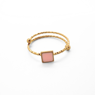 'Lina' Ring Pink & Gold - Stainless steel (adjustable)