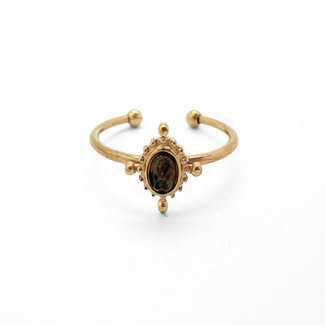 Jaipur 'anillo marr—n/verde - acero inoxidable (ajustable)