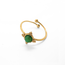 Bague minimaliste petite pierre verte - acier inoxydable (ajustable)