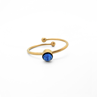 Bague 'Isabella' bleu foncé - acier inoxydable (réglable)