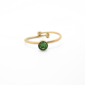 Bague 'Isabella' verte - acier inoxydable (réglable)