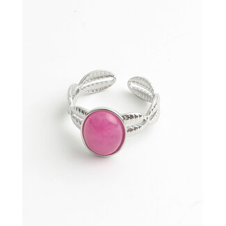 Anillo 'Pink Summer' PLATA - Acero inoxidable