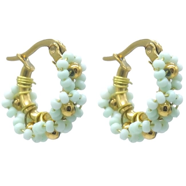 'Florence' Boucles d'oreilles bleues - Acier inoxydable