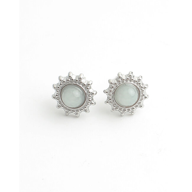 'Faye' Pendientes blancos/grises PLATA - Acero inoxidable