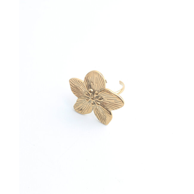 'Fleur' Anillo Oro - Acero inoxidable