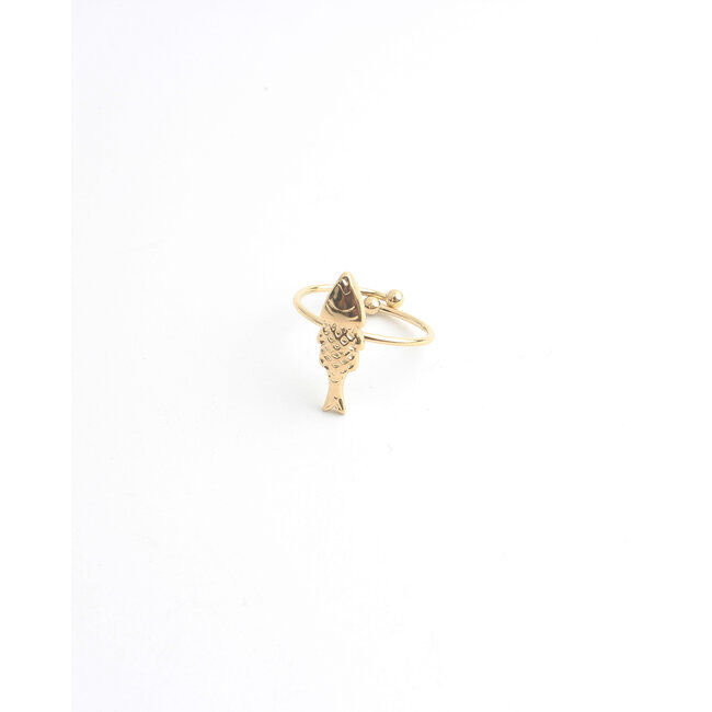 'Fish'  Ring Gold – Edelstahl