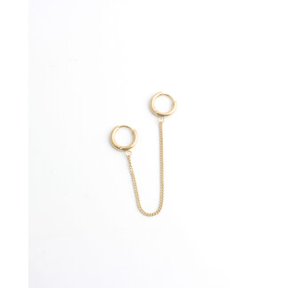 Double earring 'Chain' gold - stainless steel (1 pcs)