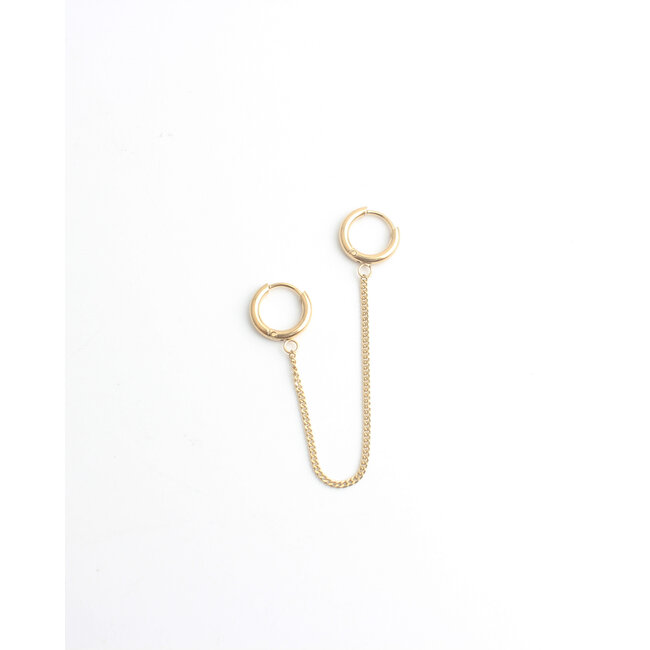 'Chain' Boucle d'oreille double or - acier inoxydable (1 pcs)