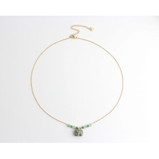 'Elephant' Collier Vert - Acier inoxydable