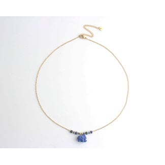 'Elephant' Collier Bleu - Acier inoxydable