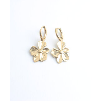 'Justina'  Pendientes flor oro - acero inoxidable