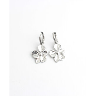 'Justina'  Pendientes flor Plata - acero inoxidable