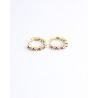 'Marcy' Earrings Gold Pink- Gold plated