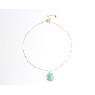 'Edita' Ketting Turquoise - Stainless steel