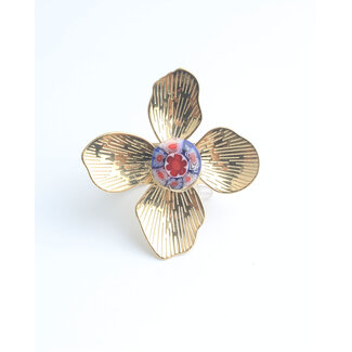 'Mega flower' Anillo Oro - Acero inoxidable