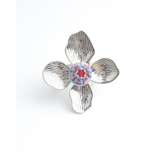 'Mega flower' Anello Argento - Acciaio inossidabile