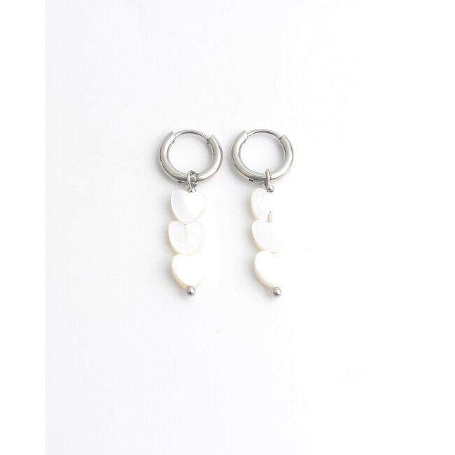 'Heart to heart' Boucles d'oreilles Blanc - Acier inoxydable