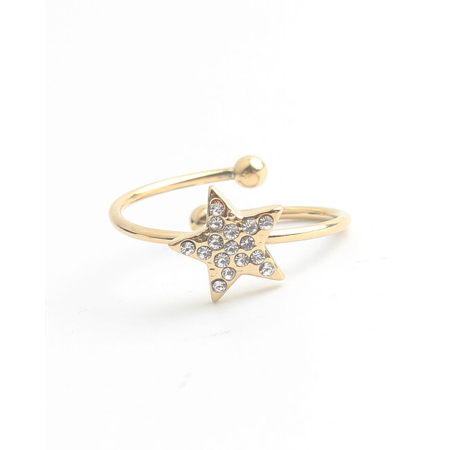 'Shining star' Anillo Oro - Acero inoxidable