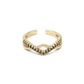 Green Wave ring Gold Plated (adjustable)