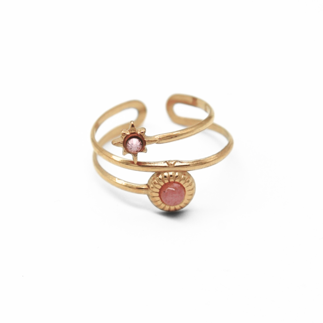 'Candace' anello ROSA - Acciaio inossidabile (Regolabile)