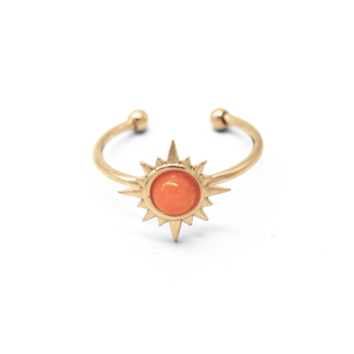 Bague 'Chasing the sun' or & orange - acier inoxydable (réglable)