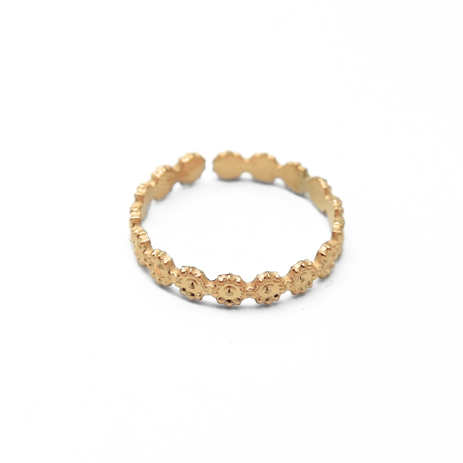 Little Flowers 'Anillo ajustable de oro - Acero inoxidable