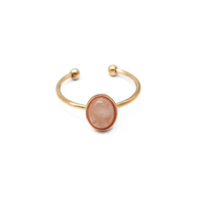 "Vive" ANILLO ORO CUARZO ROSA - Acero inoxidable (ajustable)