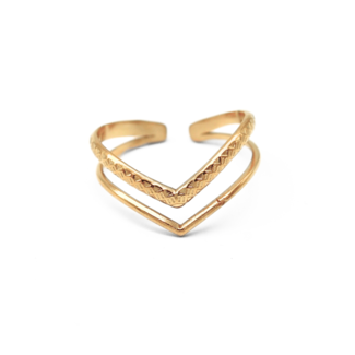 Double Wave Ring Gold - Edelstahl (verstellbar)